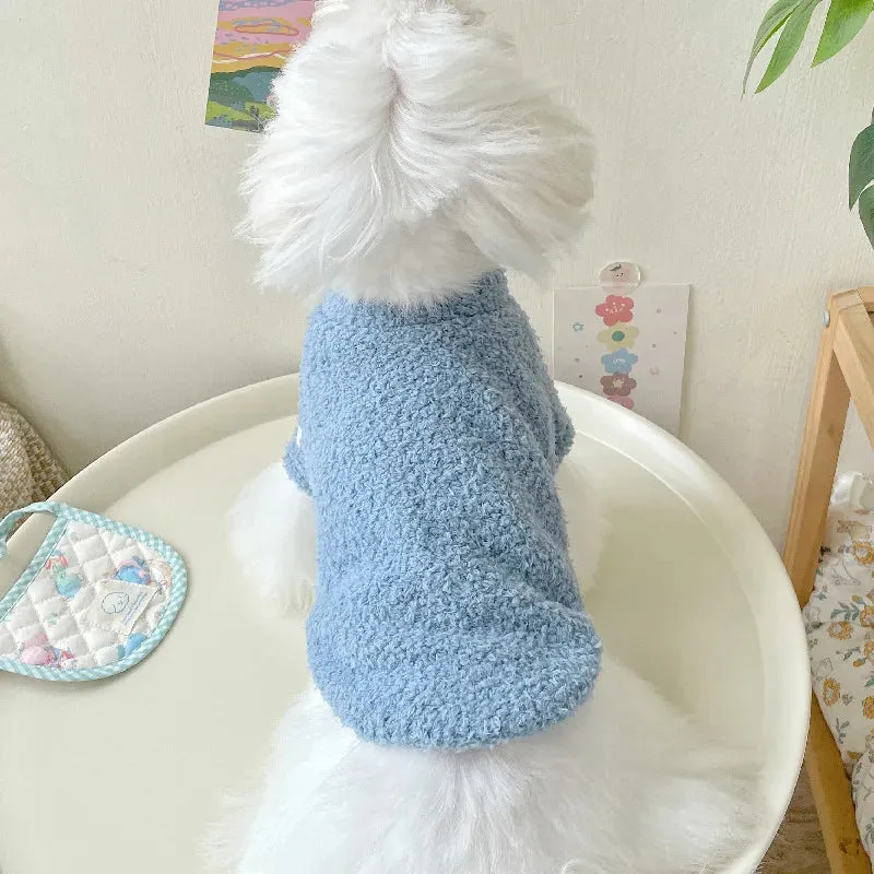 Cozy Winter Sweater for Small to Medium Dogs - Solid Color, Cotton