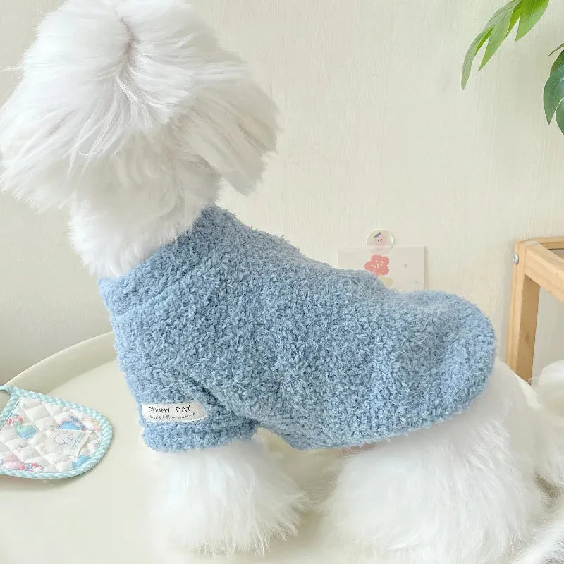 Cozy Winter Sweater for Small to Medium Dogs - Solid Color, Cotton