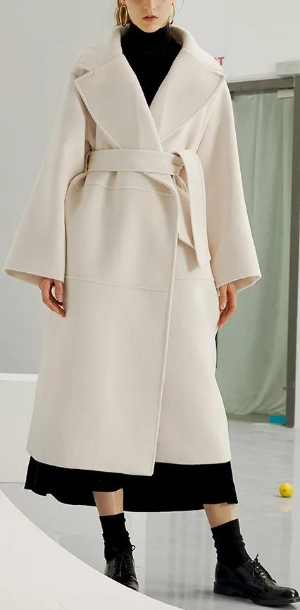 Cream Wool-Blend Coat