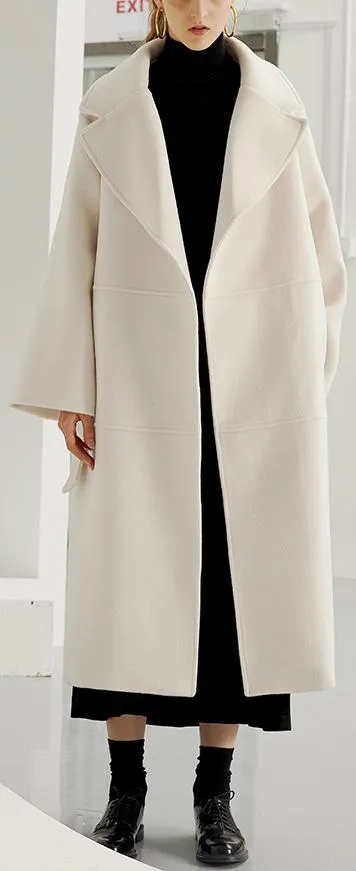 Cream Wool-Blend Coat