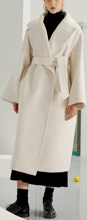 Cream Wool-Blend Coat