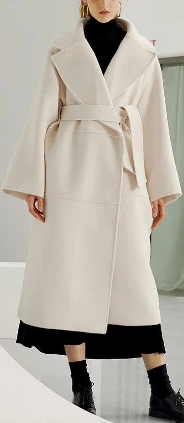 Cream Wool-Blend Coat