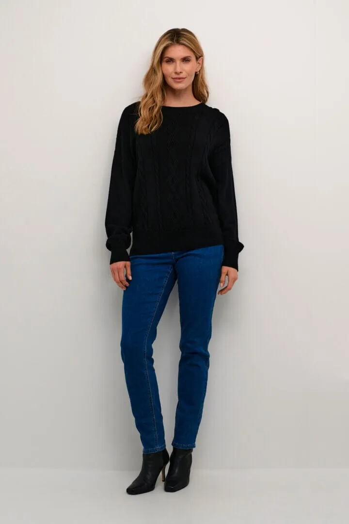 CREW NECK BLACK  KNIT SWEATER