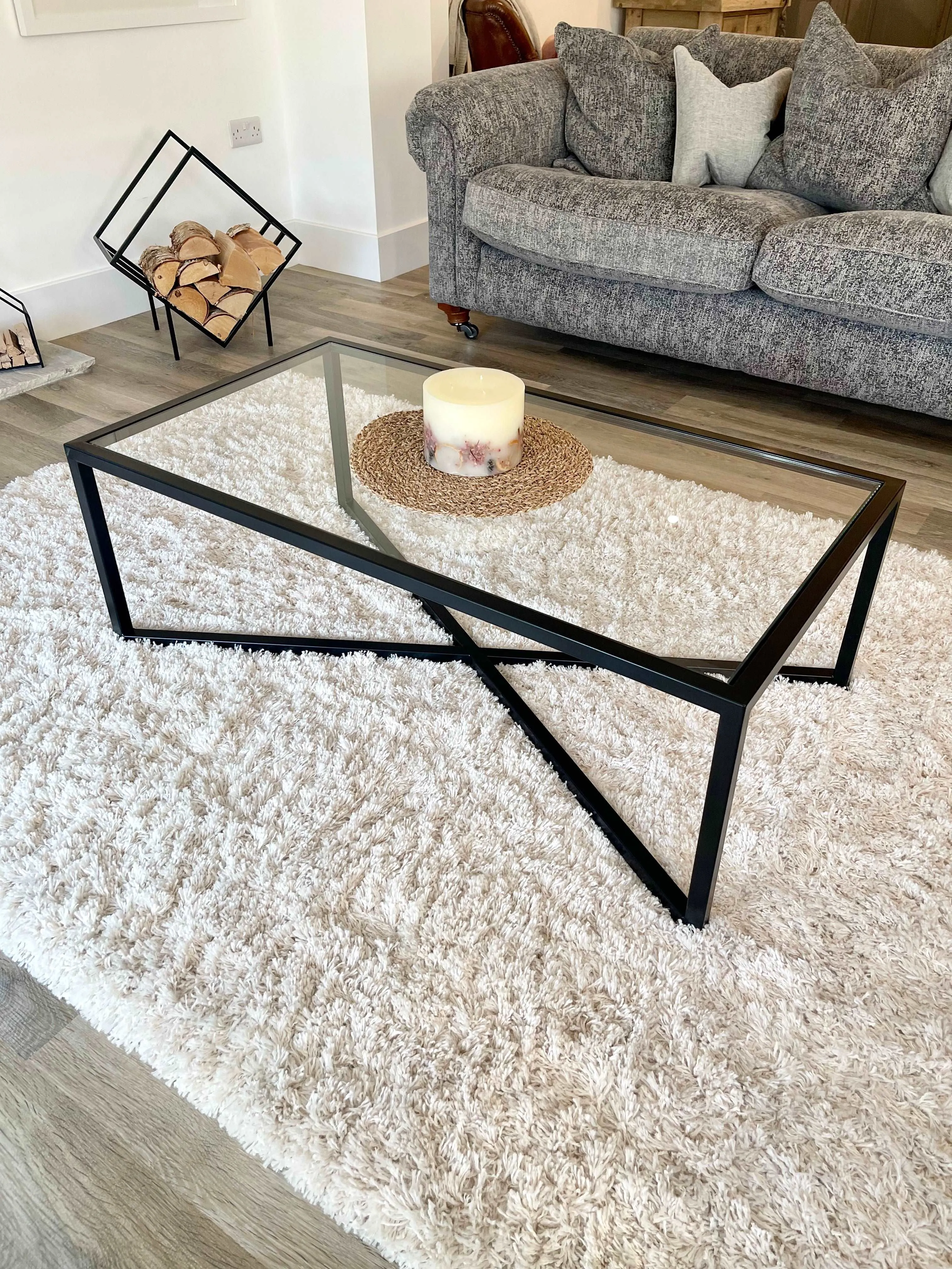 Crossley Glass Metal Coffee Table - Black