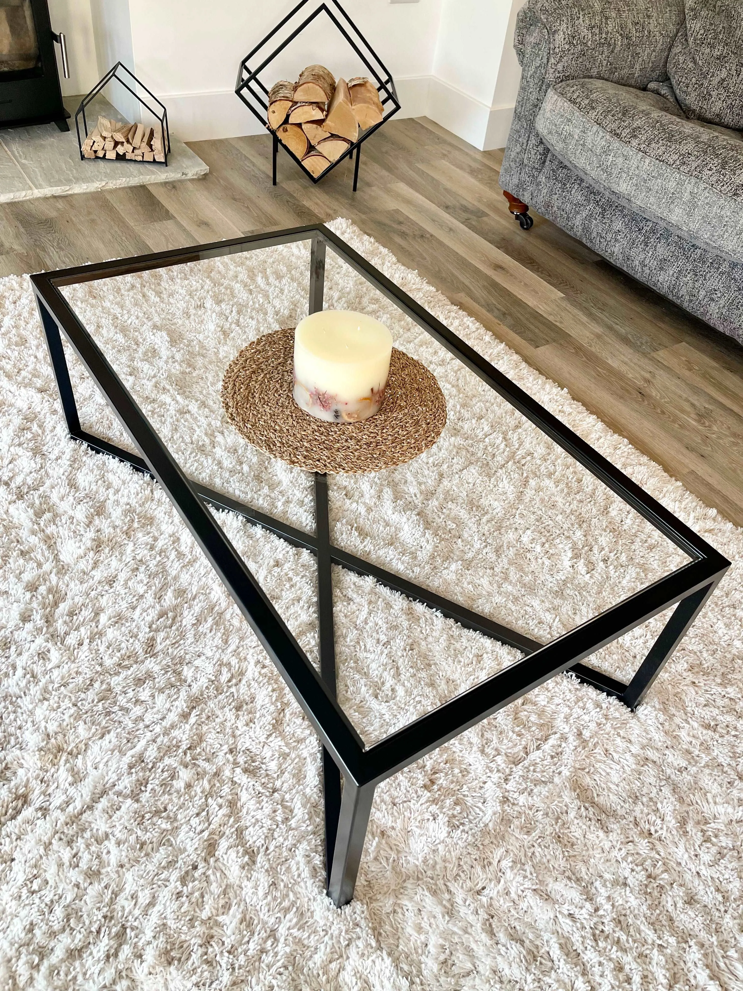 Crossley Glass Metal Coffee Table - Black