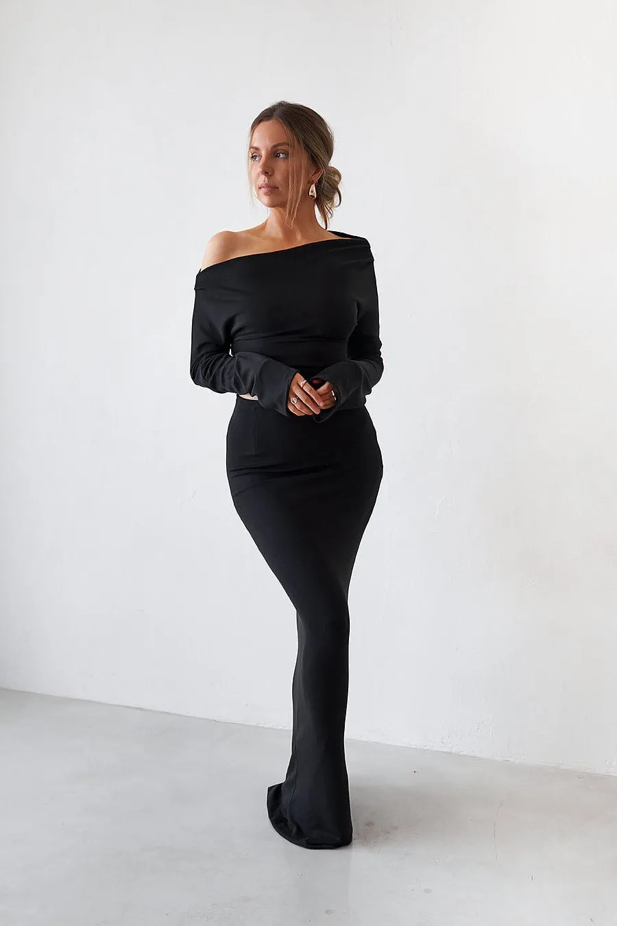 Cupro Maxi Skirt - Black