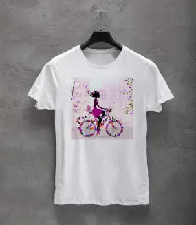 Donna in bicicletta t-shirt