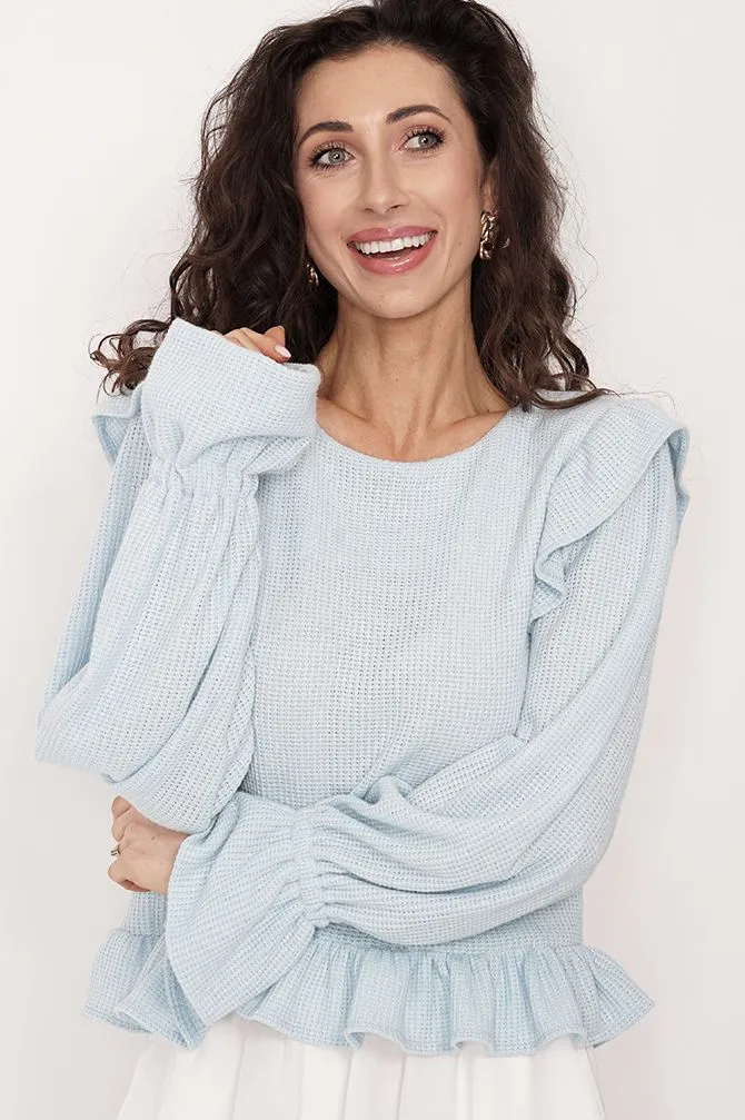 Edith Ruffle Sweater Light Blue