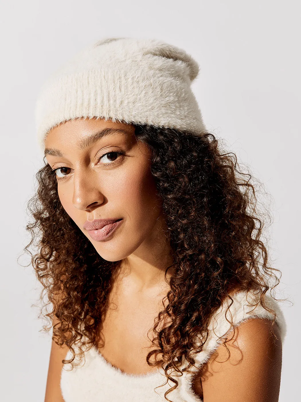 Eyelash Knit Beanie - Eggnog