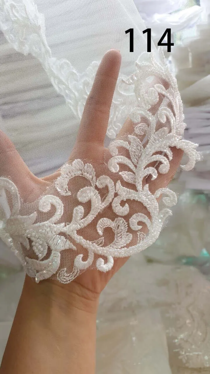 Fingertip Lace Veil - Double Layer