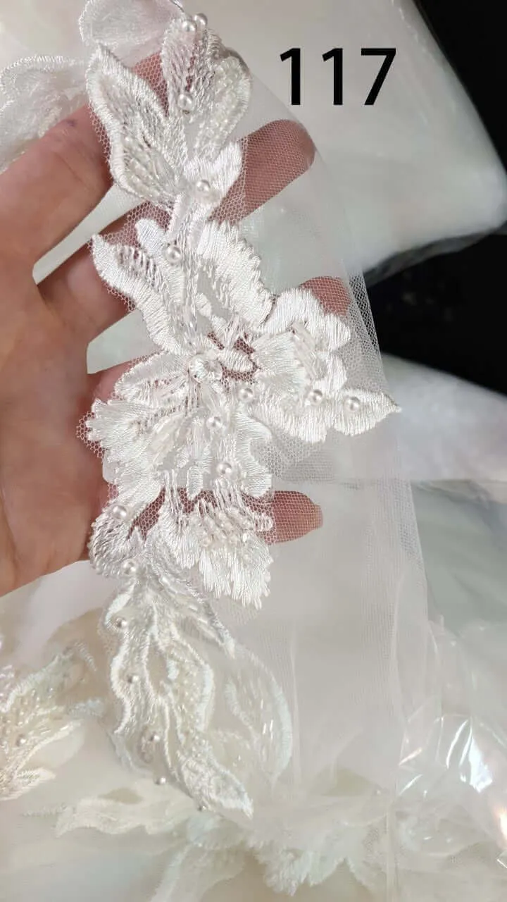 Fingertip Lace Veil - Double Layer