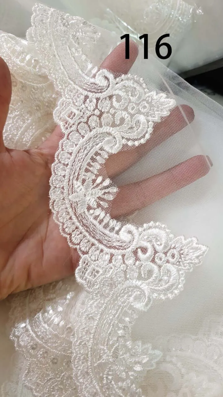 Fingertip Lace Veil - Double Layer