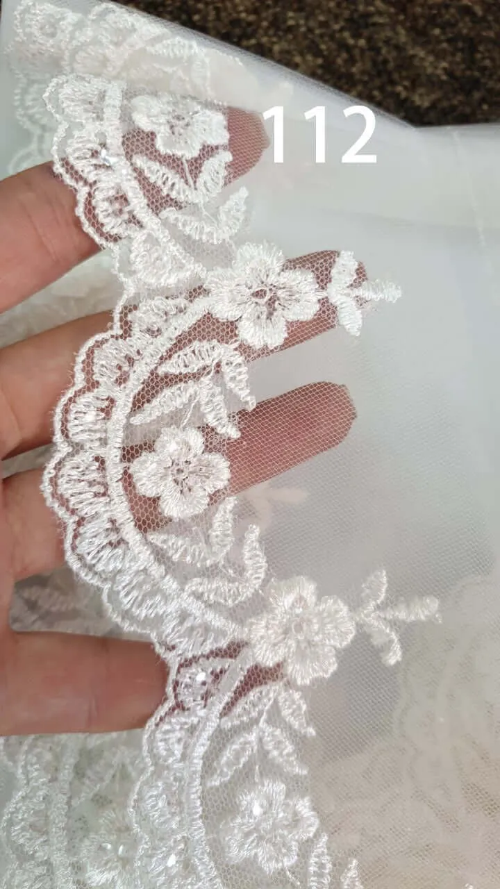 Fingertip Lace Veil - Double Layer