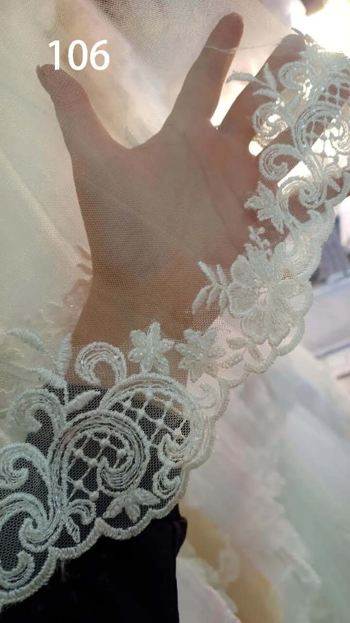 Fingertip Lace Veil - Double Layer