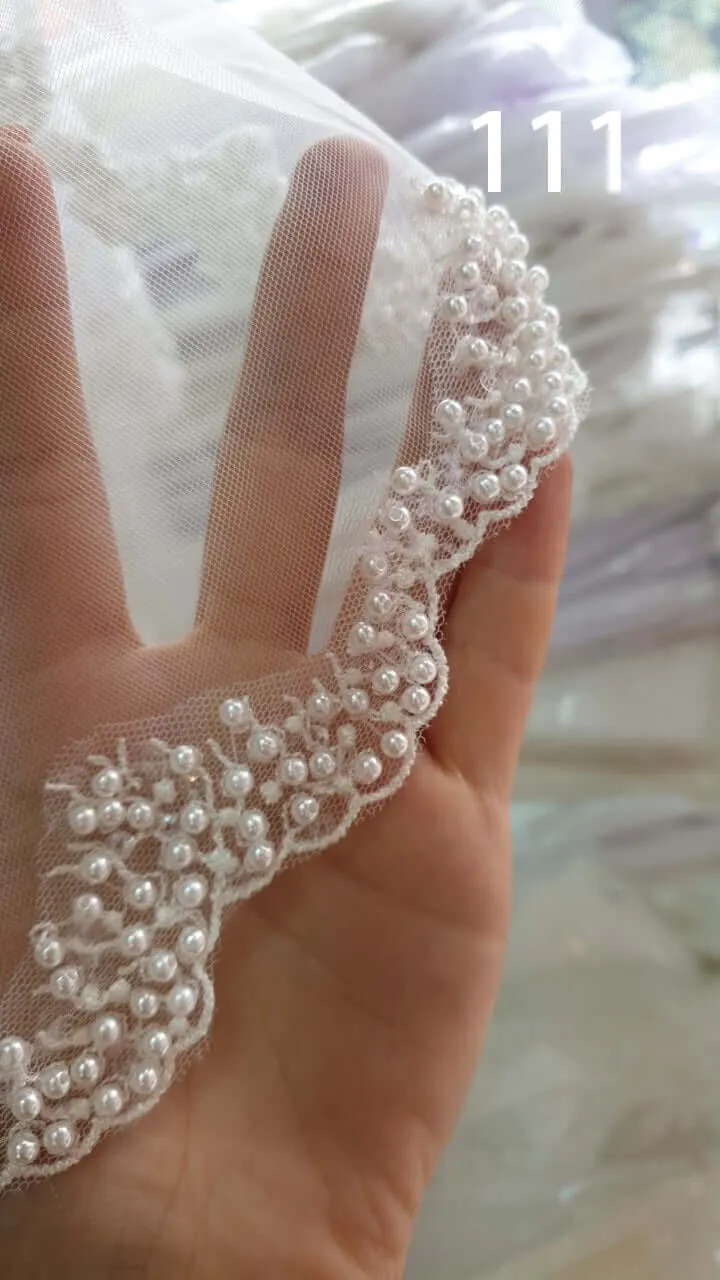 Fingertip Lace Veil - Double Layer