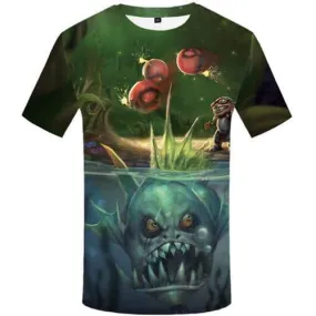 Fish T shirts Men League Of Legends Tshirts Novelty Piranha Tshirts Casual Game Tshirt Printed War Tshirt Anime Short Sleeve