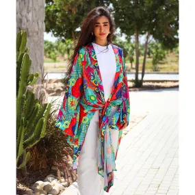 Flared sleeve Printed cardigan