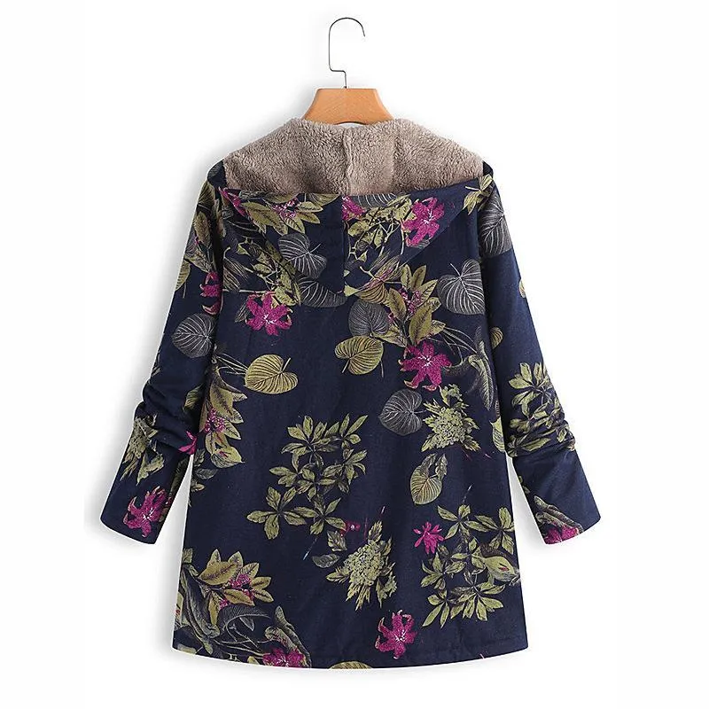 Floral Plus Size Cotton Coat