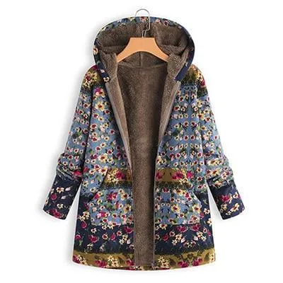 Floral Plus Size Cotton Coat