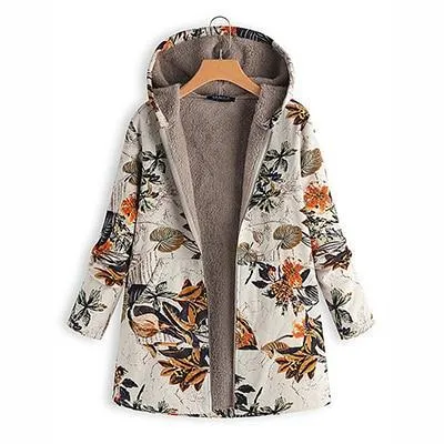 Floral Plus Size Cotton Coat