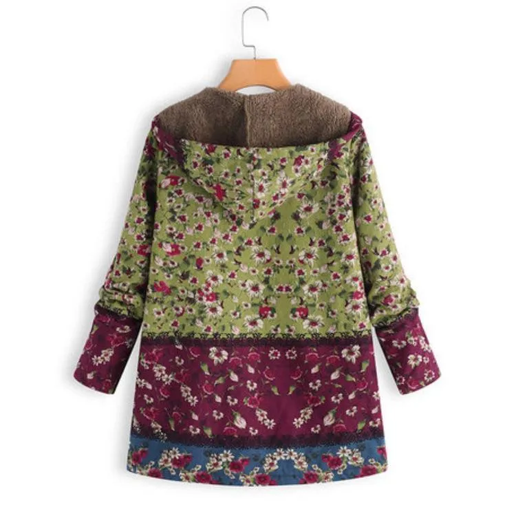 Floral Plus Size Cotton Coat