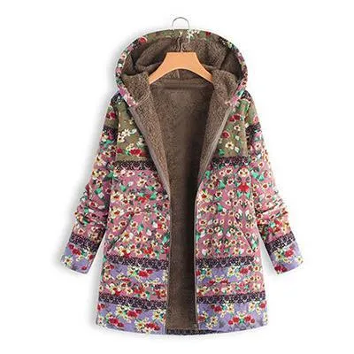 Floral Plus Size Cotton Coat