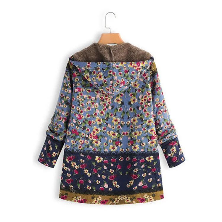 Floral Plus Size Cotton Coat