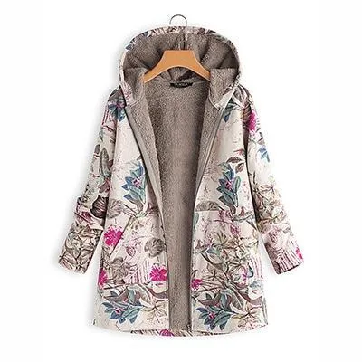 Floral Plus Size Cotton Coat