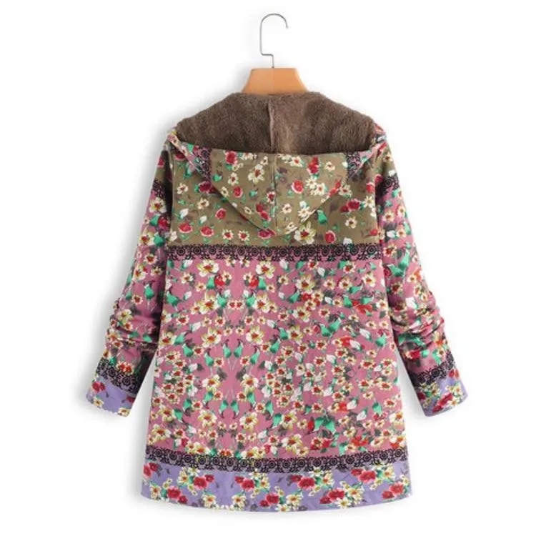 Floral Plus Size Cotton Coat