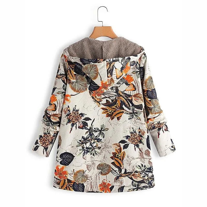 Floral Plus Size Cotton Coat