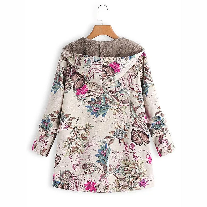 Floral Plus Size Cotton Coat