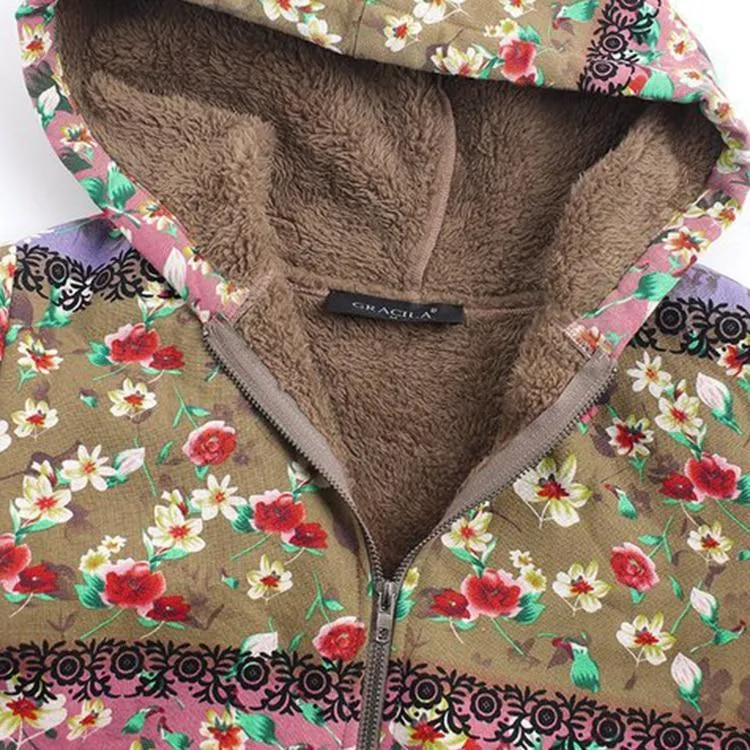 Floral Plus Size Cotton Coat