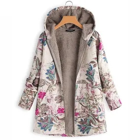 Floral Plus Size Cotton Coat