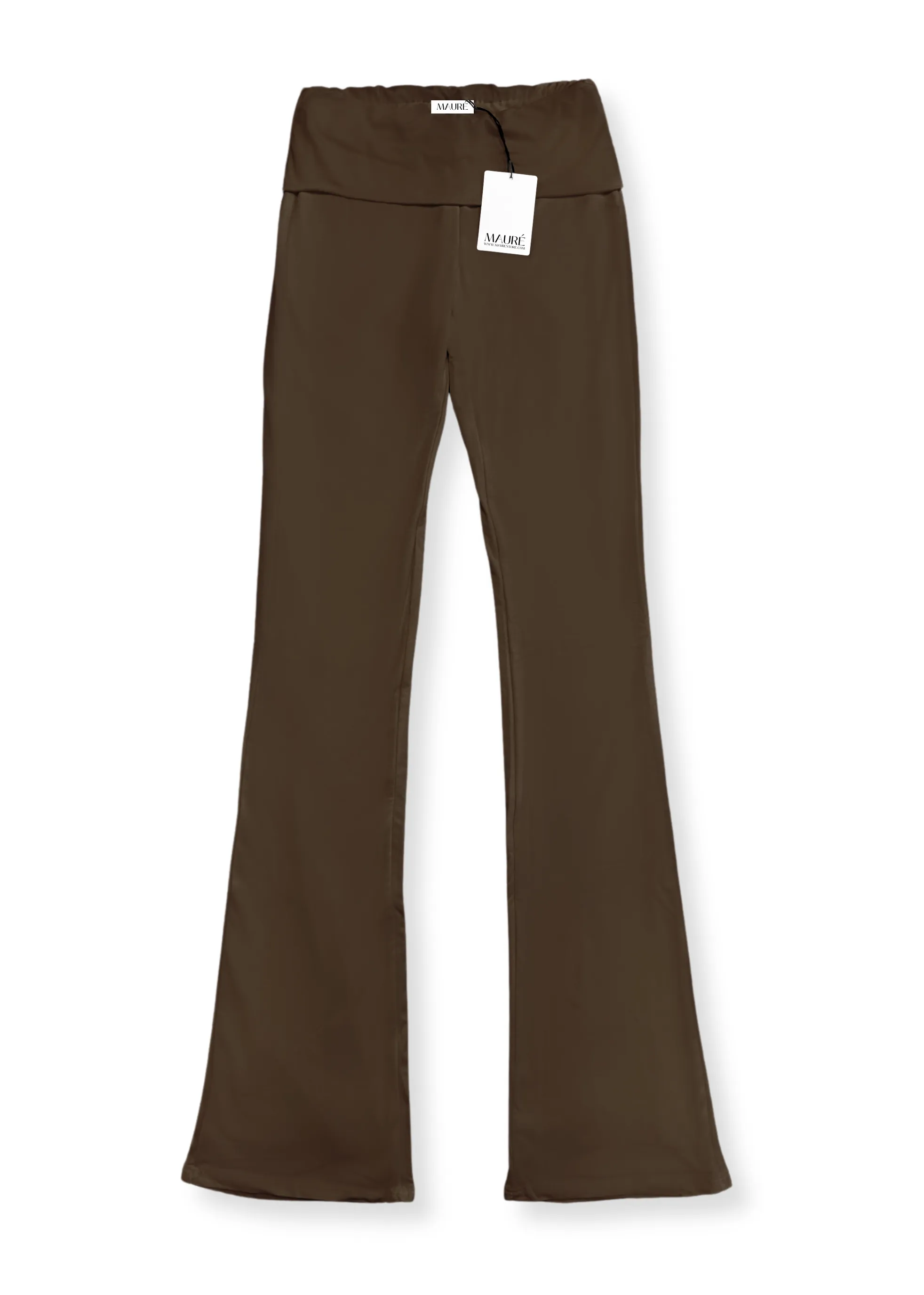 Fold-over flared pants chocolate brown (TALL)