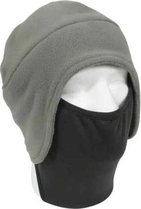 Foliage Green Black - Convertible Fleece Cap with Face Mask