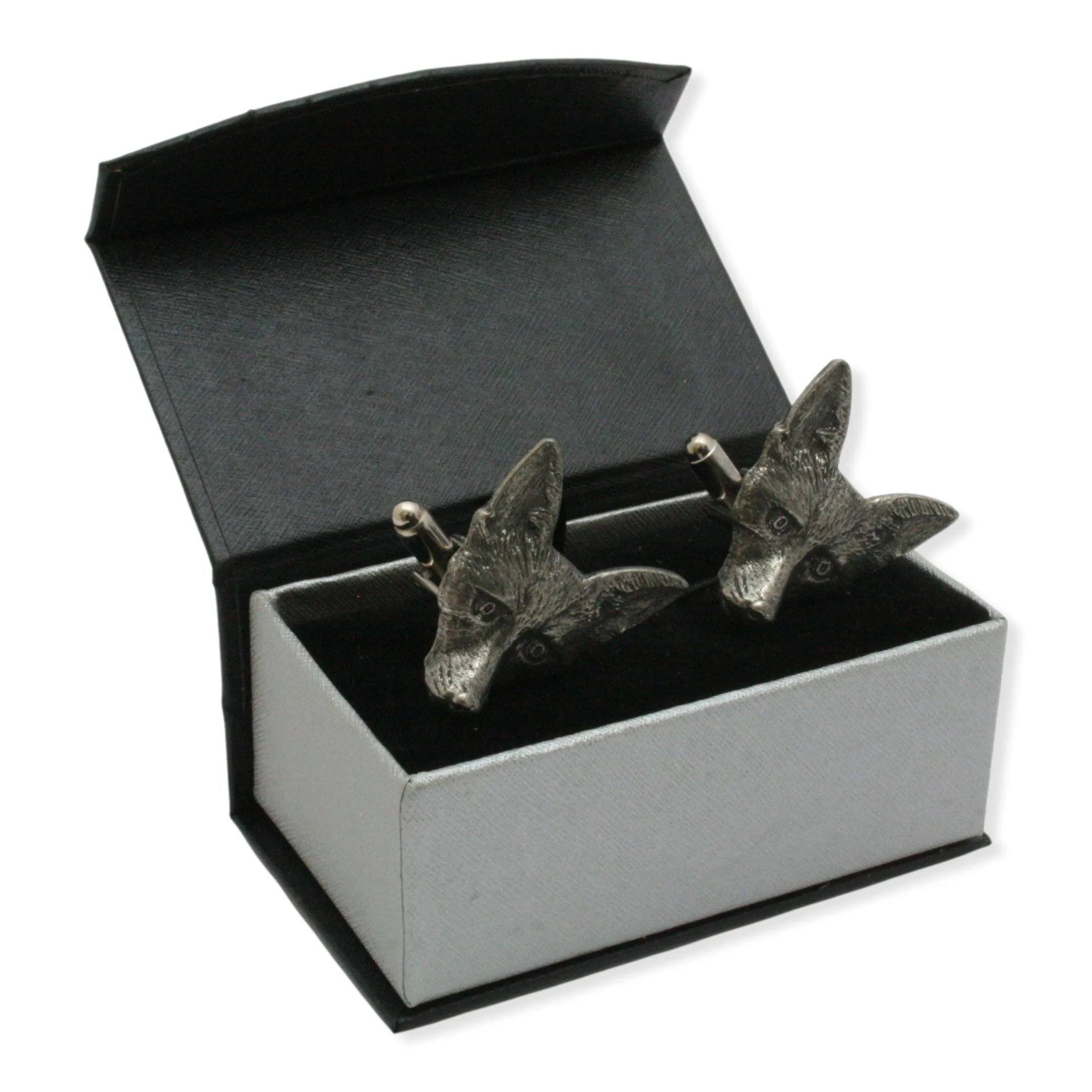 Fox Head Pewter Cufflinks Hunting Gift