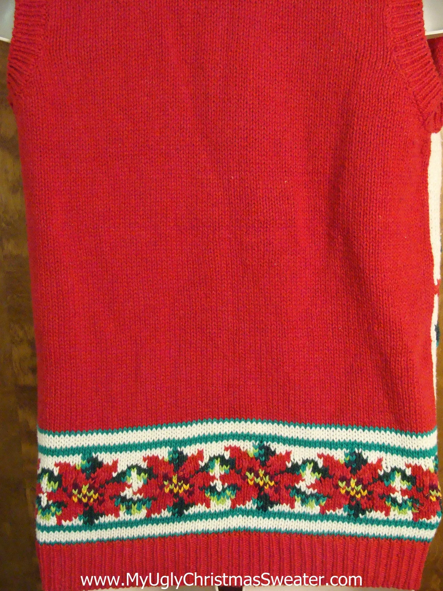 Fun Poinsettia Themed Cheap Christmas Sweater Vest