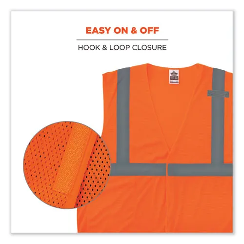 Glowear 8210hl Class 2 Economy Mesh Hook And Loop Vest, Polyester, Small/medium, Orange, Ships In 1-3 Business Days