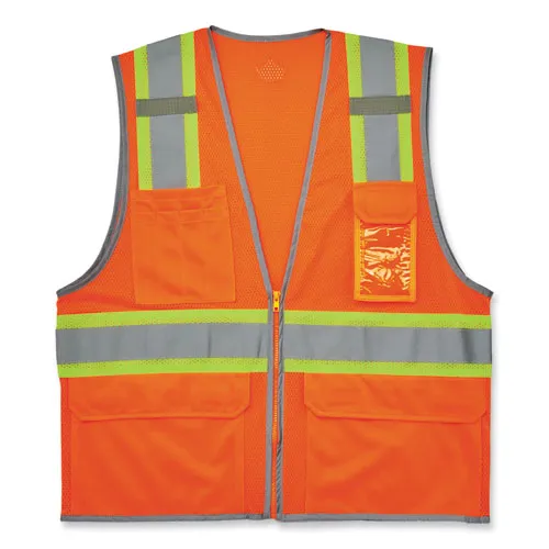 Glowear 8246z-s Single Size Class 2 Two-tone Mesh Vest, Polyester, 2x-large, Orange, Ships In 1-3 Business Days