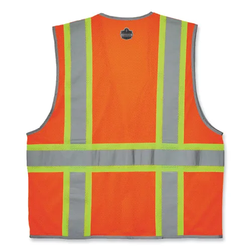 Glowear 8246z-s Single Size Class 2 Two-tone Mesh Vest, Polyester, 2x-large, Orange, Ships In 1-3 Business Days