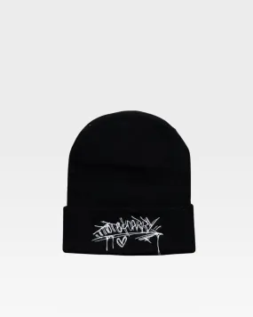 Graffiti Print Beanie in Black