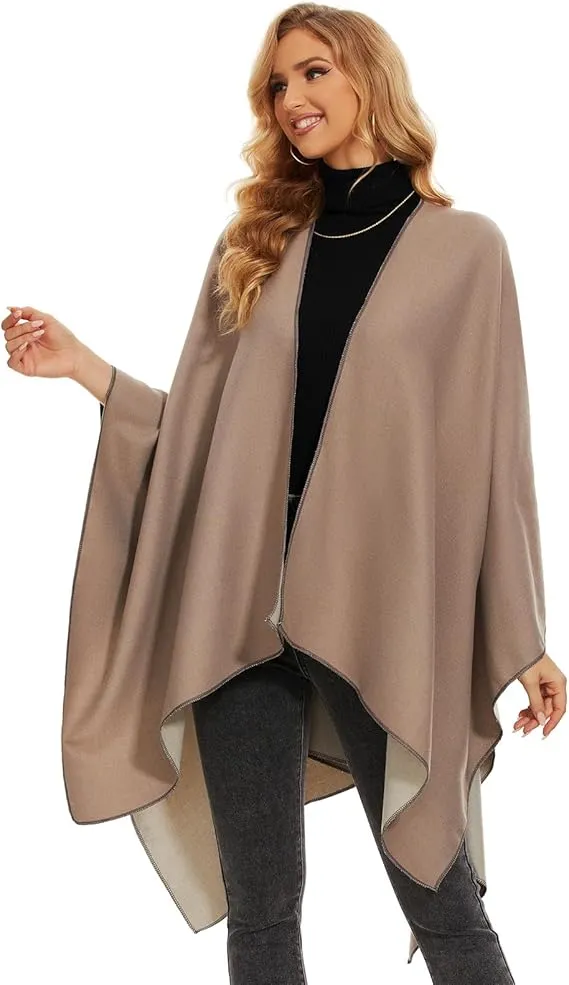 Gray Soft Knit Wrap Poncho Style Cardigan