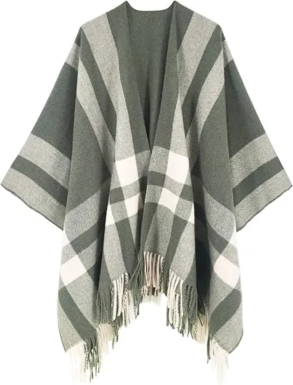 Grey Riverts Winter Chic Plaid Poncho Cardigan