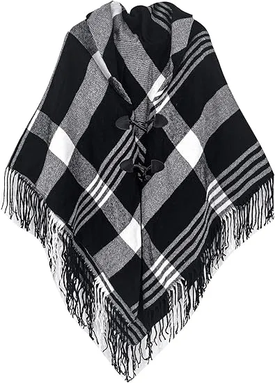 Grey Riverts Winter Chic Plaid Poncho Cardigan