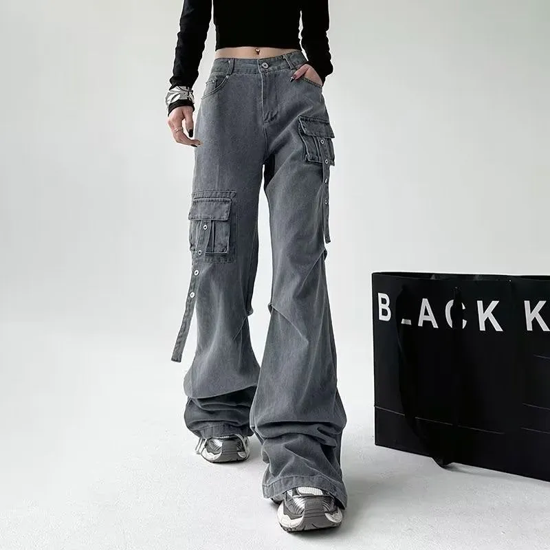 Greyish Pocket Flared Pants