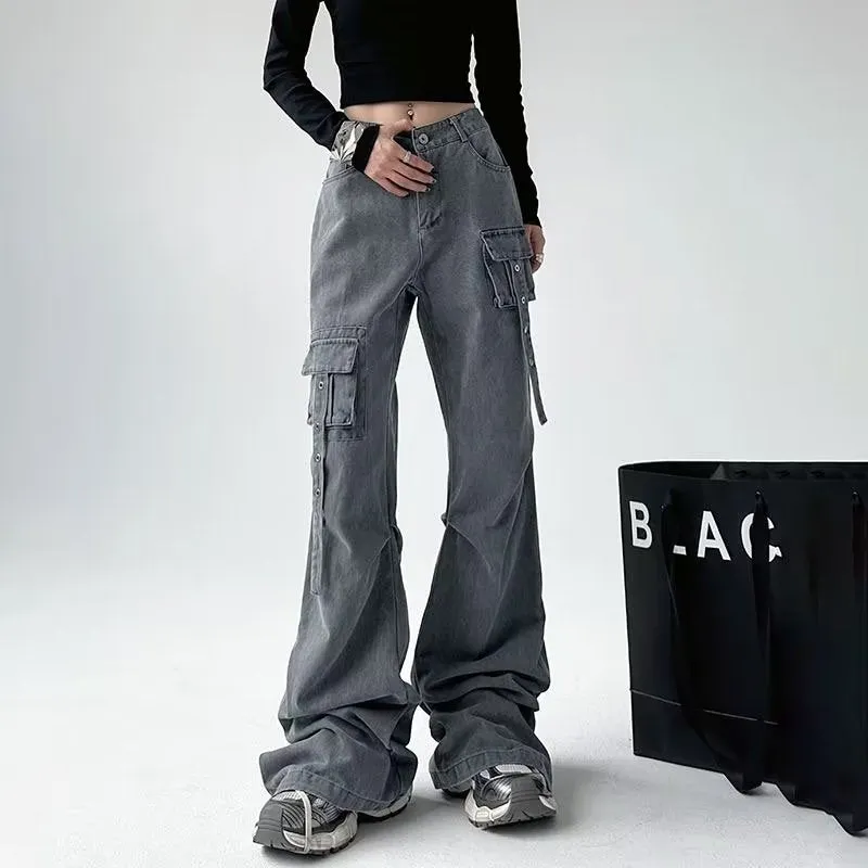 Greyish Pocket Flared Pants