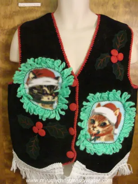 Holly Berries Christmas Cat Ugly Sweater Vest