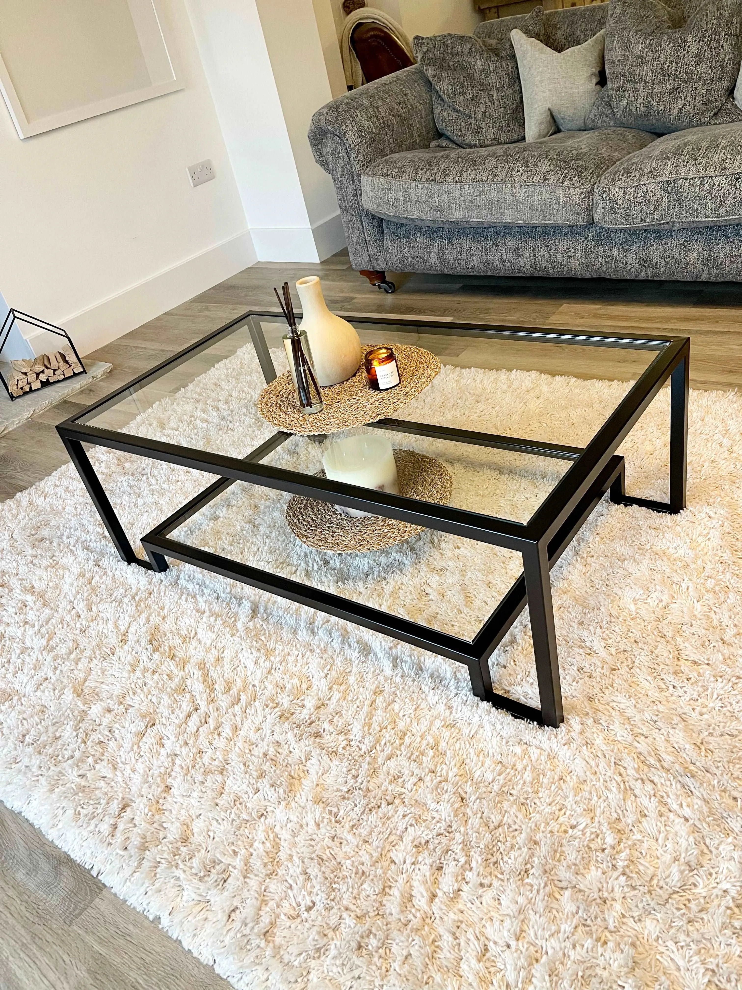 Hudson Glass Metal Coffee Table - Black