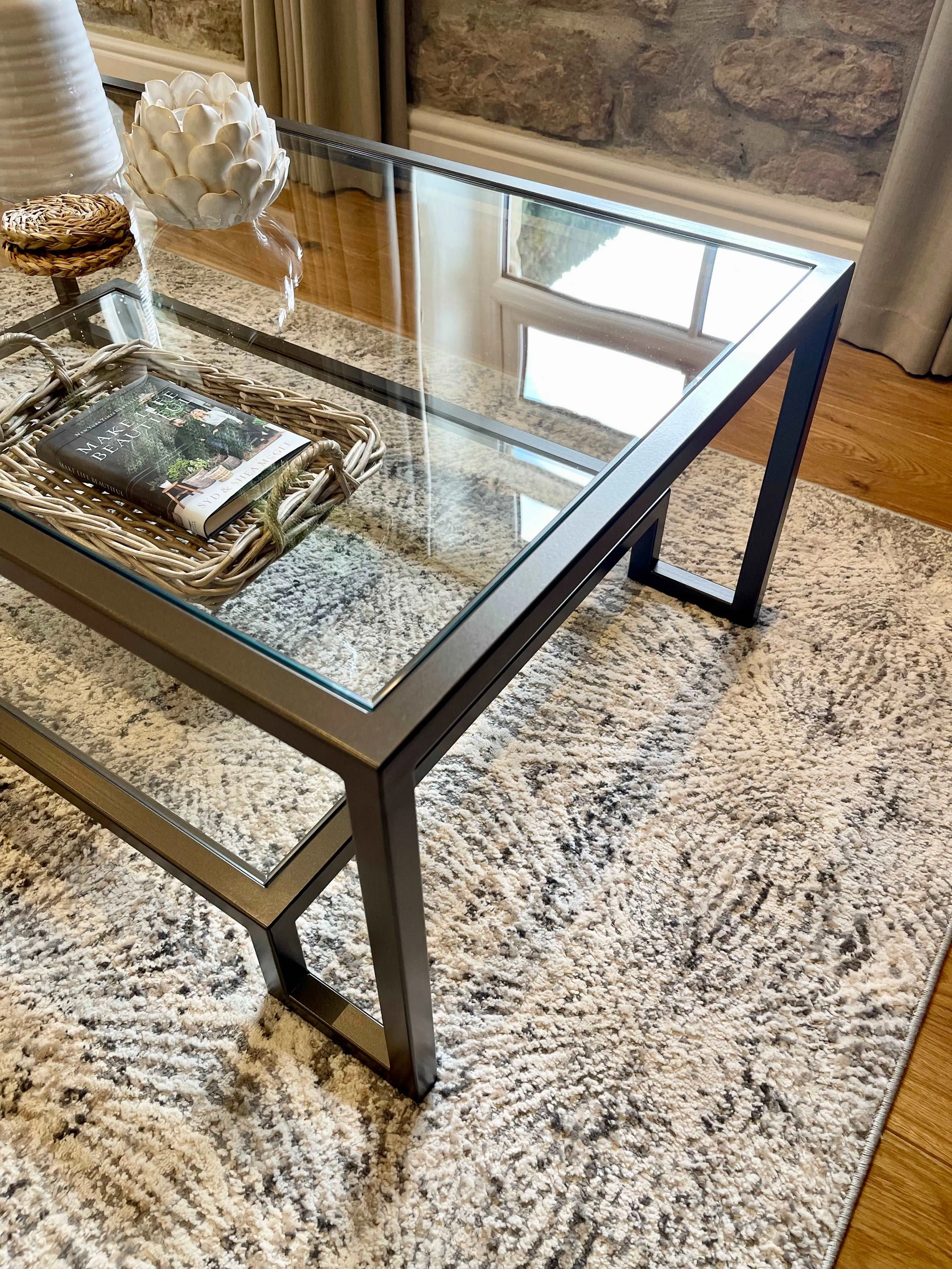 Hudson Glass Metal Coffee Table - Dark Bronze