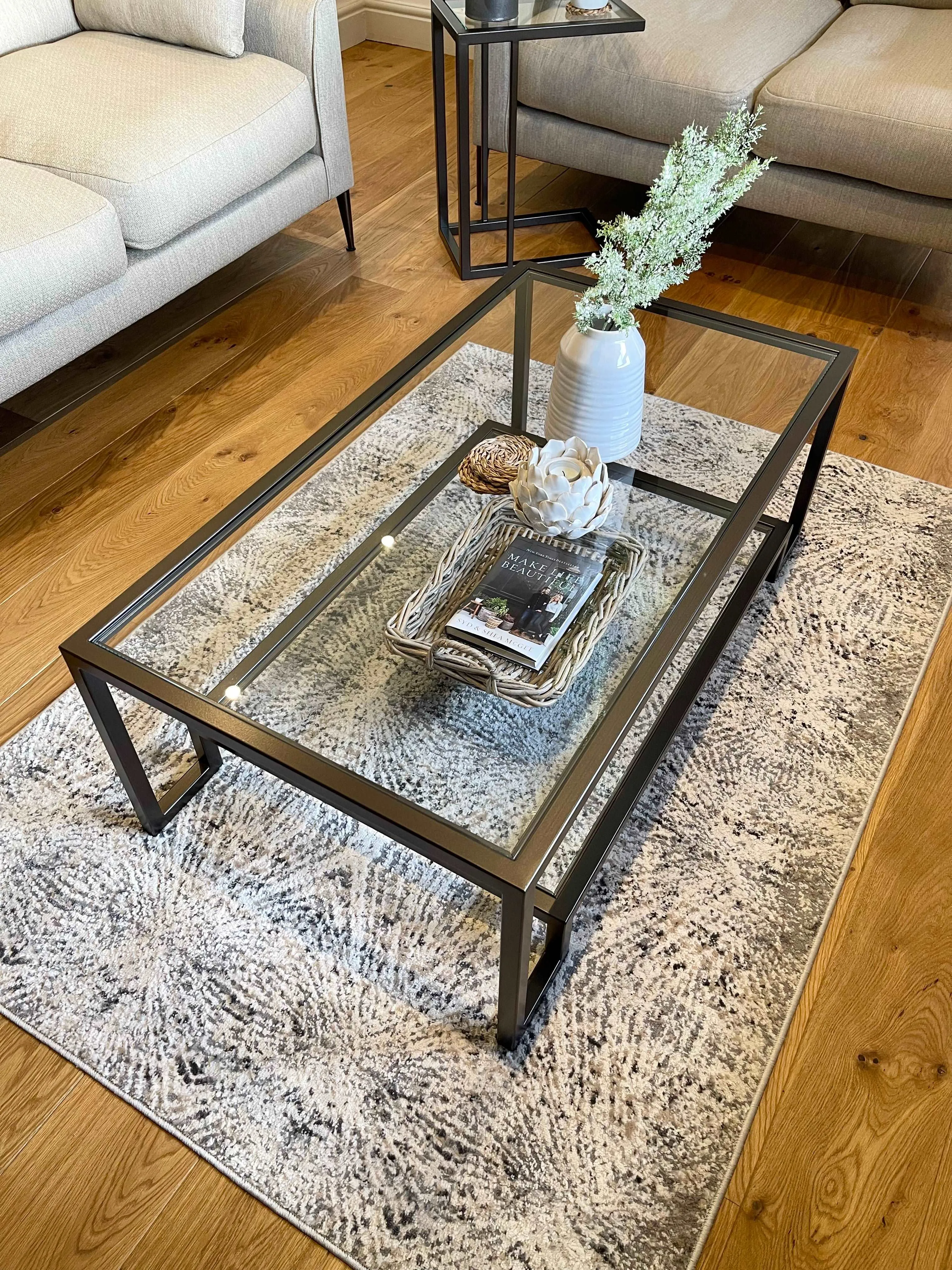 Hudson Glass Metal Coffee Table - Dark Bronze